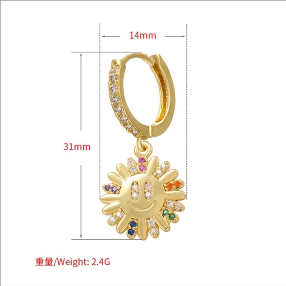 NEW 14k Rainbow Flower Earrings - Picture 2 of 2